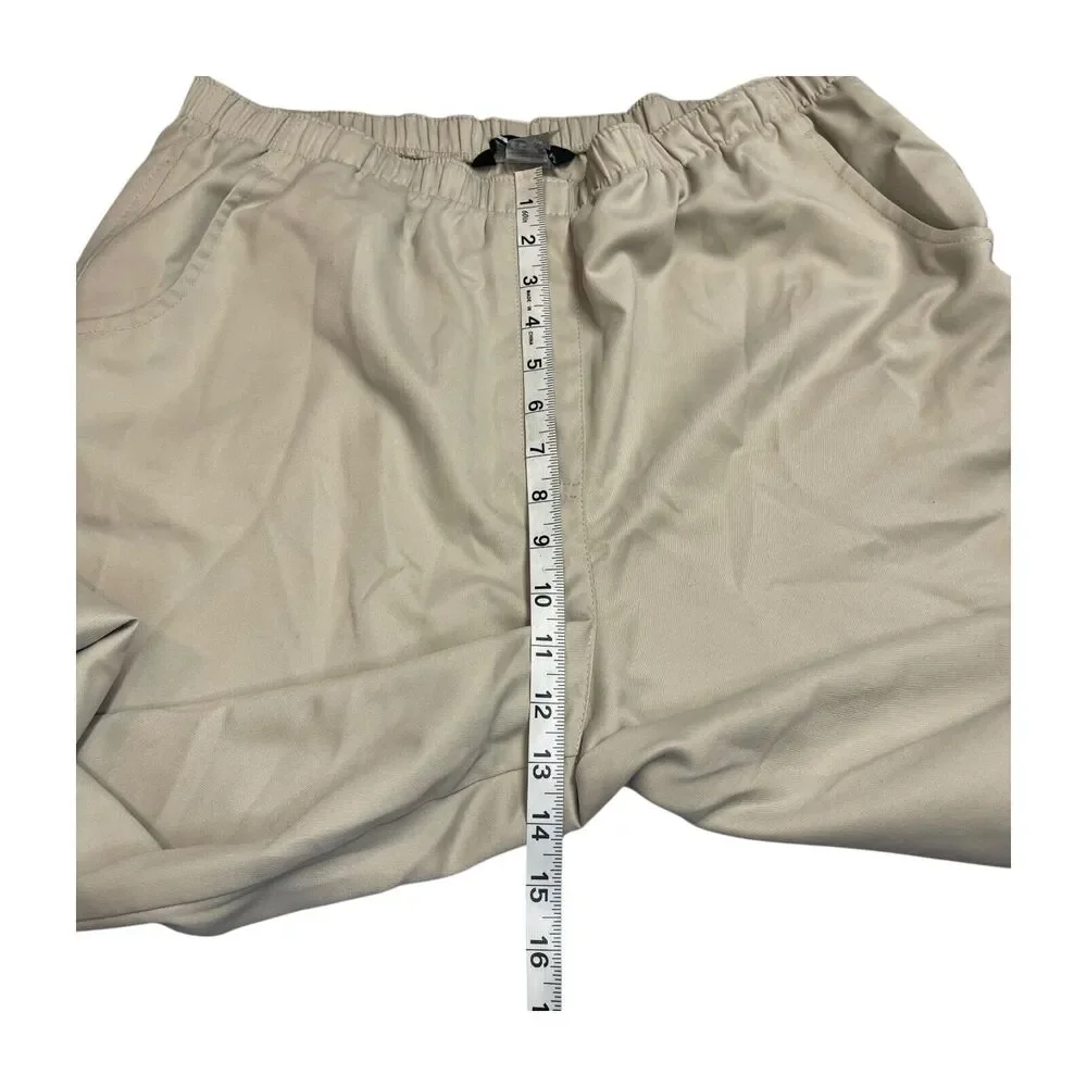 Alia Cropped Pants Women's 14 Beige Elastic Waist High-Rise Straight Leg Pull-On - Picture 5 of 7